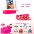 Acrylic Floating Shelves Set of 2 - Easily Expand Wall Space - Small Wall Shelf with Strong Adhesive for Bedroom, Kids' Room, Bathroom, Etc (Fluorescent Pink)