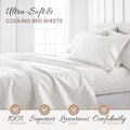 4 Piece Queen Sheet Set - Breathable, Double-Brushed Patterned Cooling Sheets â€“ Oeko-Tex Certified Ultra Soft & Wrinkle-Free 16" Deep-Pocket Queen Sheets - Easy Care Soft Floral Pink