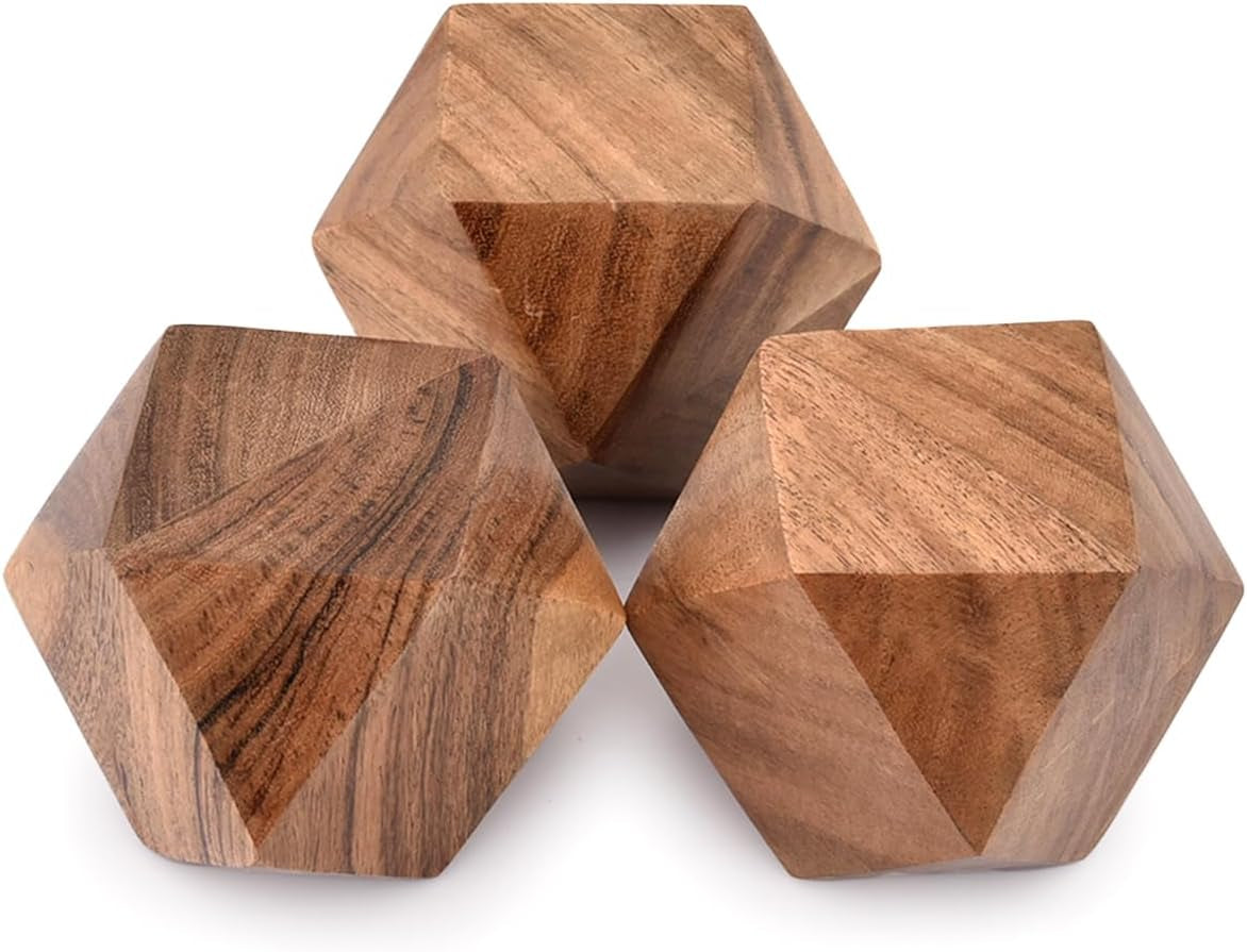 Acacia Wood Decorative Wood Ball for Centerpiece or Individual Use Ideal for Use in Living, Dining Room, Coffee Table Centerpiece Home DÃ©cor (3" X 3" X 3"), (Set of 3)