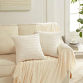 4 Packs Decorative Throw Pillow Covers for Living Room Couch Bed, Modern Farmhouse Boho Home Décor Accent Cushion Case, 18" X 18", Neutral