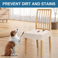 Waterproof Seat Covers for Dining Room Chairs Set of 4, Stretch Jacquard Removable Washable Chair Seat Slipcovers Protector, No Rear Covers, Beige