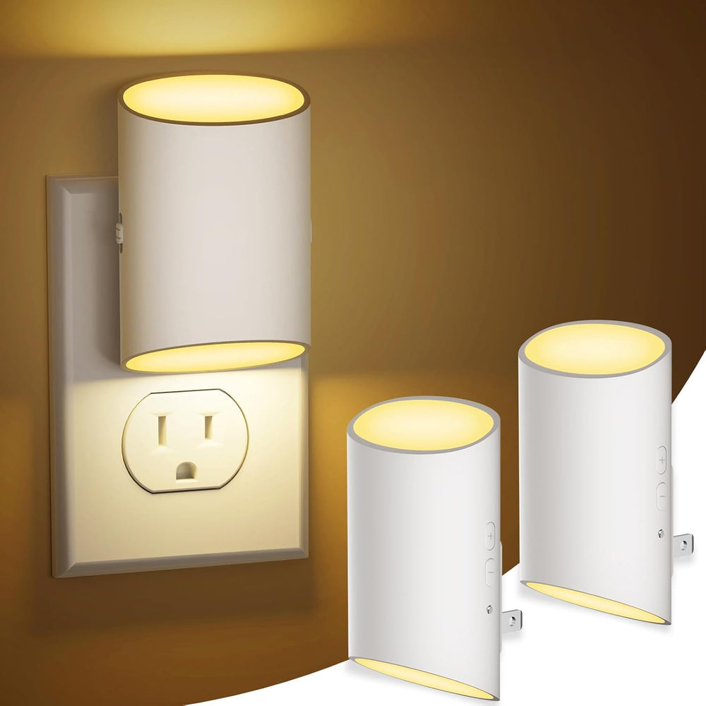 LED Night Light Plug into Wall with Motion Sensor & Dusk to Dawn Sensor, Soft White 3000K, 1-100LM Adjustable Brightness, Nightlights for Bathroom, Hallways, Bedroom, Stairway, 2 Pack