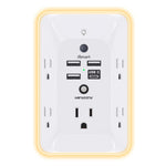 Outlet Extender with Night Light,  Multi Plug Outlet, USB Wall Charger Surge Protector 4 USB Ports(1 USB C), Power Strip Electrical Outlet Splitter Expander for Home Office Dorm Room, ETL
