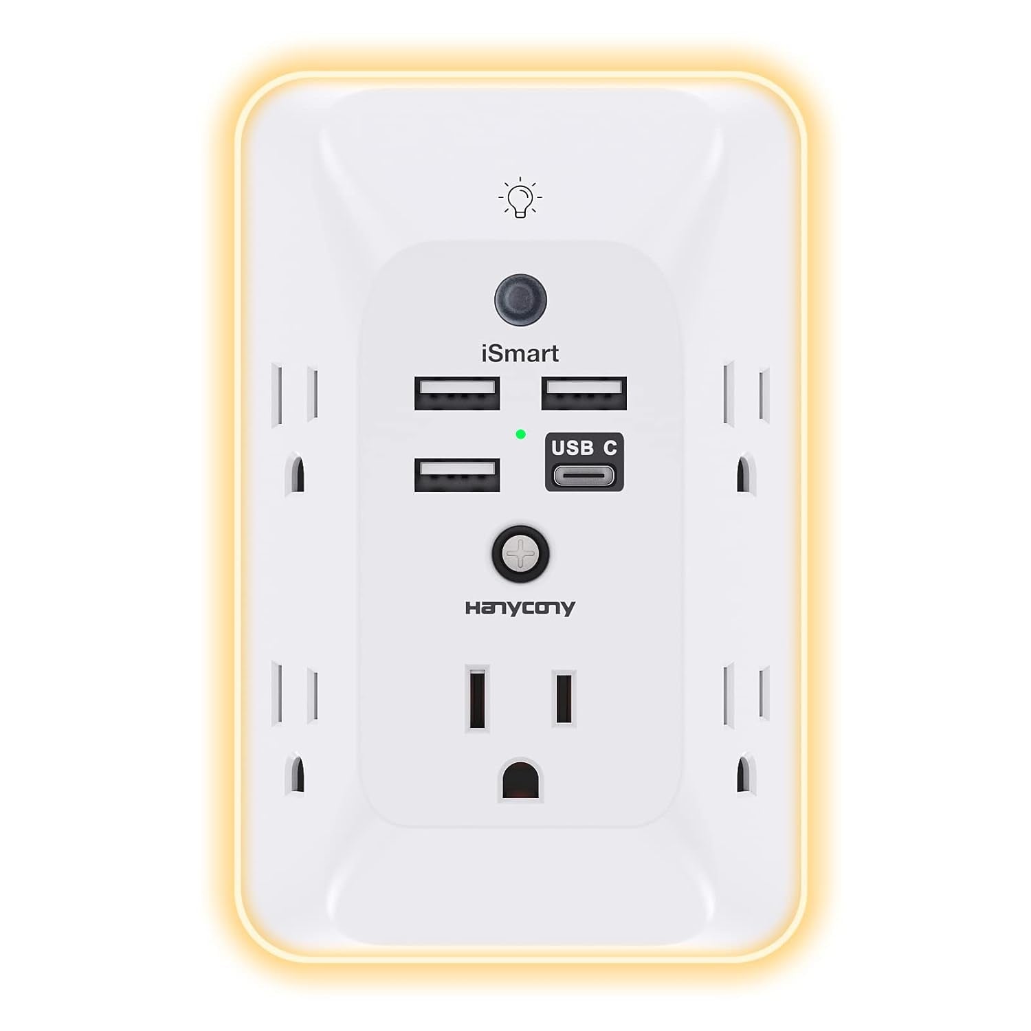 Outlet Extender with Night Light,  Multi Plug Outlet, USB Wall Charger Surge Protector 4 USB Ports(1 USB C), Power Strip Electrical Outlet Splitter Expander for Home Office Dorm Room, ETL