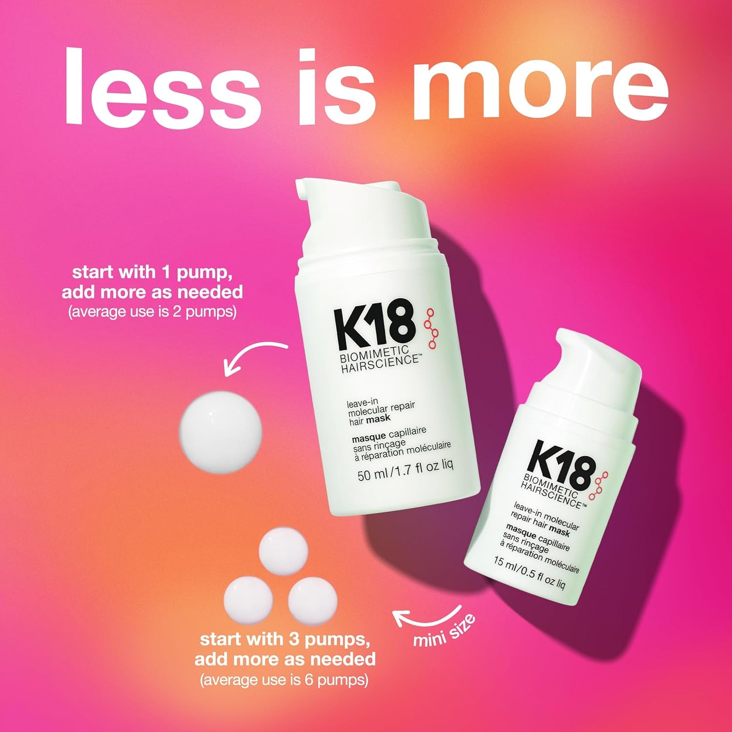 Leave-In Molecular Repair Hair Mask, Patented, Lasting Repair for Dry, Frizzy, Damaged Hair, Reverse Damage in 4 Minutes from Bleach, Color, Chemical Services + Heat