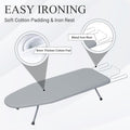 Ironing Board, Small Iron Board with Iron Rest, Mini Tabletop Ironing Board with Heat-Reflective Cover and 100% Cotton 8Mm Thicken Pad, 31.5"X11.8"X6.2", Silver