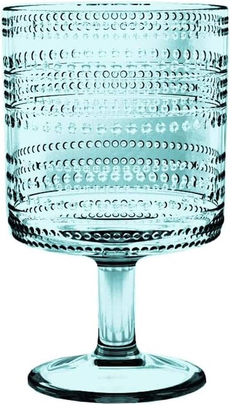Beaded 14 Oz Durable Acrylic Wine Glasses, Shatter-Resistant and Dishwasher-Safe Indoor/Outdoor Drinkware, Glass for Wine, Sangria, and Spritzers - Sea Green - Set of 6