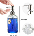 18 Oz Clear Glass Soap Dispenser with Rust Proof Stainless Steel Pump, Refillable Liquid Hand Soap Dispenser for Bathroom, Premium Kitchen Soap Dispenser (Clear).