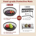 2 Tier Large Fruit Basket for Kitchen Counter with 2 Banana Hangers, Metal Stackable Fruit Bowl for Kitchen Counter for Bread Vegetable Fruits, Black