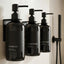 Stylish Shampoo and Conditioner Dispenser Set of 3 for Wall Mount - Modern Drill Free 21Oz Shower Soap Bottles with Labels - Easy Refill Body Wash Dispensers for an Instant Bathroom Decor Upgrade