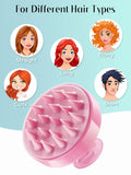 Scalp Massager Hair Growth, Soft Silicone Scalp Scrubber Shampoo Brush for Exfoliation, Dandruff Removal Head Massage Stress Relax, Wet & Dry Use for Thick Thin Curly Hair Care, Cherry Pink
