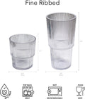 Fine Ribbed 22 Oz Durable Acrylic Jumbo Drinking Glasses, Shatter-Resistant and Dishwasher-Safe Indoor/Outdoor Drinkware for Water, Iced Tea, Juice, and Cocktails - Clear - Set of 6