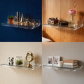 4-Pack Clear Acrylic Floating Shelves with Adhesive & No-Trace Nails - Ultimate No Drill Wall Mounted Display & Storage Organizer for Bathroom, Bedroom, Living Room, Office, 7.87" X 4" (4, U-Shape)