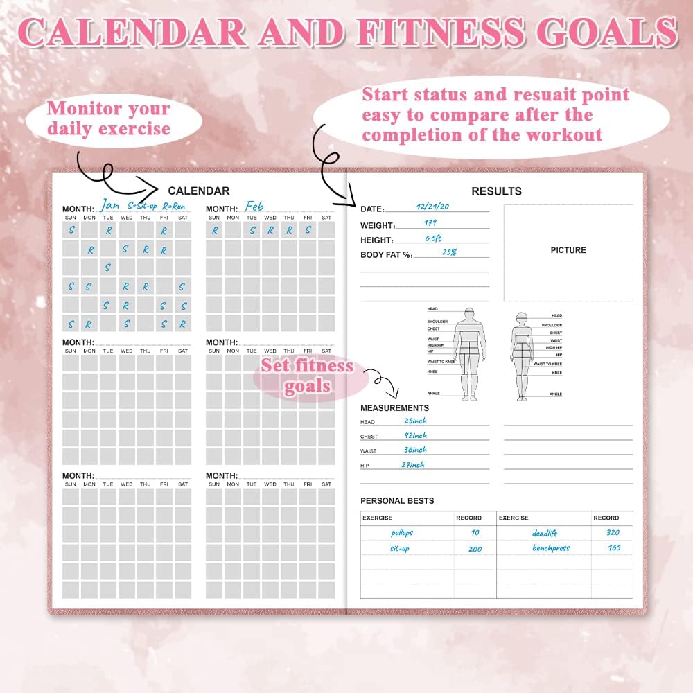 Fitness Planner - Workout Planner for Woman and Man, Fitness Planner for Women & Men - A5 Hardcover Workout Journal/Planner to Track Weight Loss, GYM, Bodybuilding Progress - Daily Health & Wellness Tracker, Rose