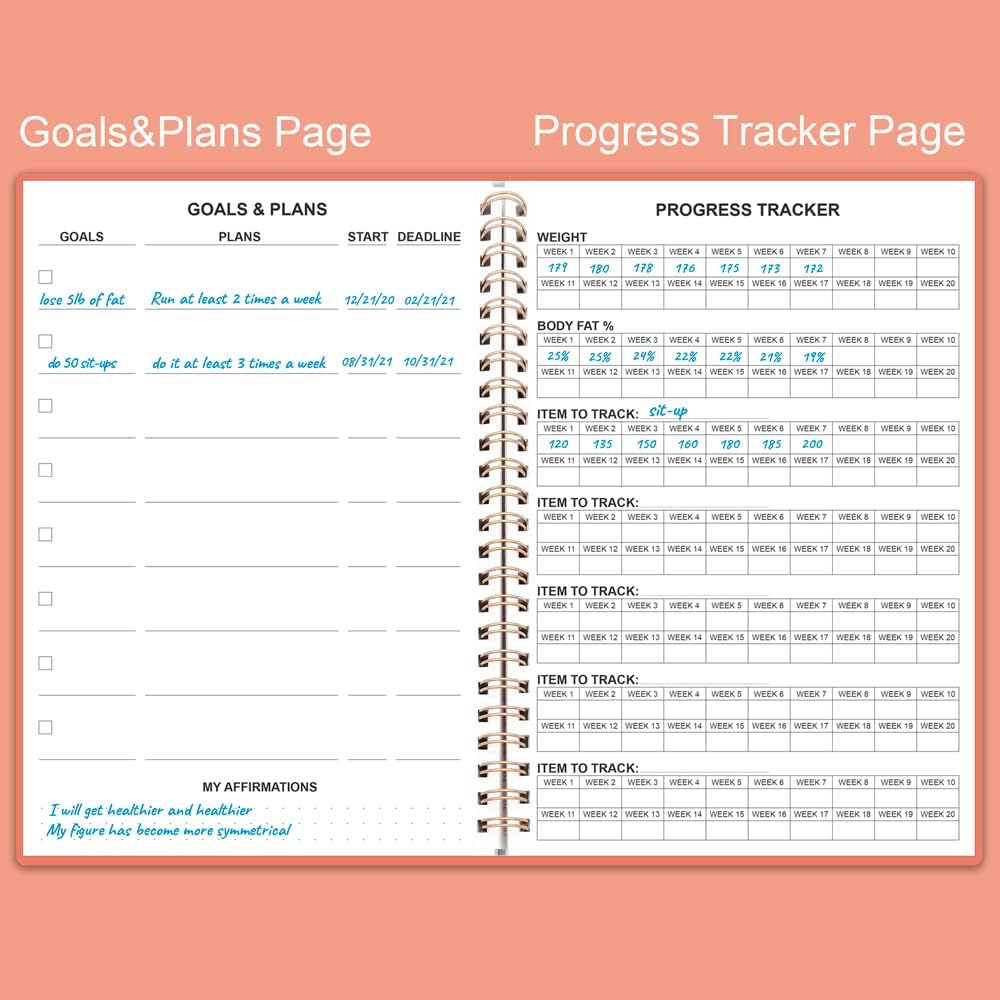 Workout Log for Women & Men - A5 Fitness Planner/Journal to Track Weight Loss, Workout Journal for GYM, Bodybuilding Progress - Daily Health & Wellness Tracker, Pink