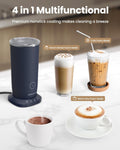 Milk Frother, 4-In-1 Electric Milk Frother and Steamer, Automatic Warm and Cold Foam Maker and Milk Warmer for Latte, Cappuccinos, Dark Blue