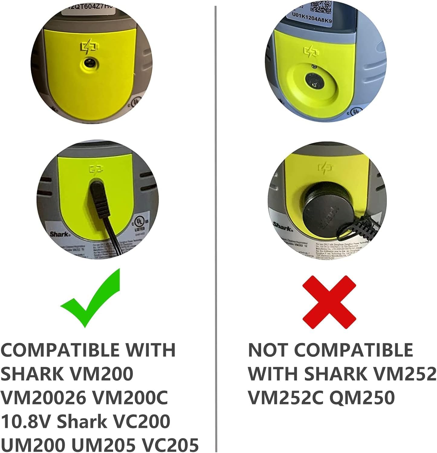 Charger for Shark Vacmop VM200 VM190 VM20026 VC200 UM200 UM205 VC205 Series 10.8V Li-Ion Battery Pro Cordless Hard Floor Vacuum Mop - 5.5 * 2.5 (Not Applicable to Versions after 2025)