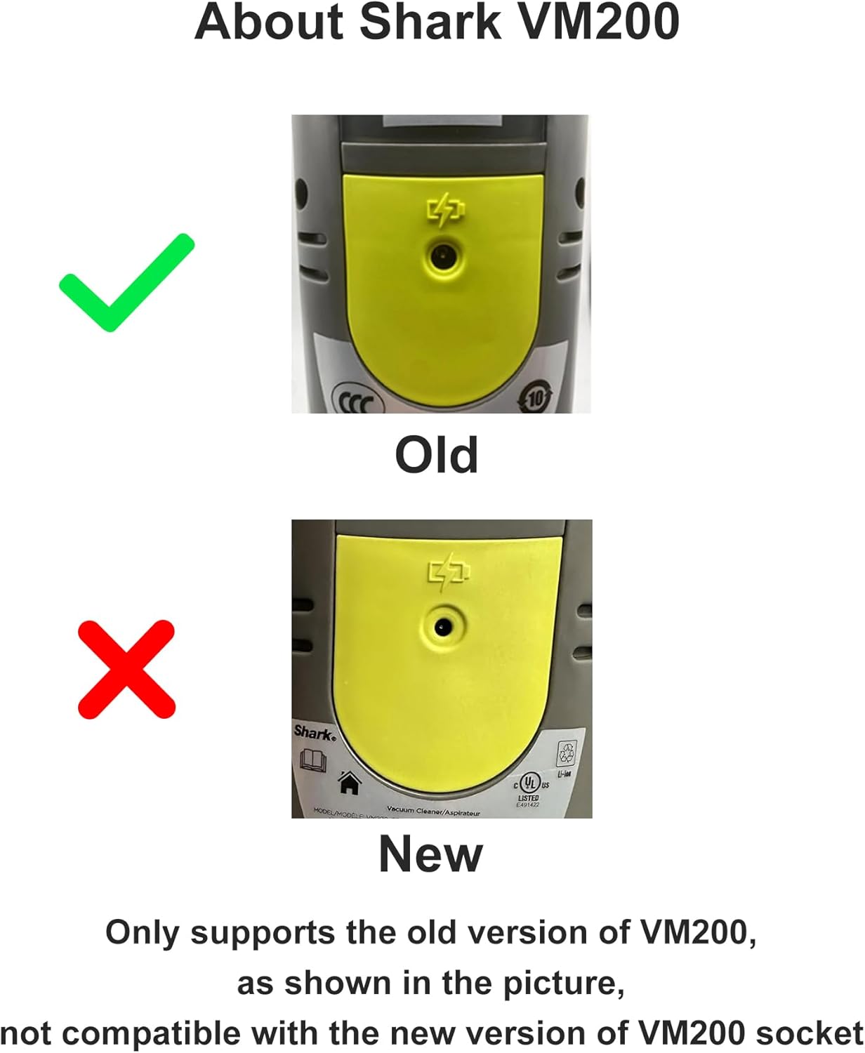 Charger for Shark Vacmop VM200 VM190 VM20026 VC200 UM200 UM205 VC205 Series 10.8V Li-Ion Battery Pro Cordless Hard Floor Vacuum Mop - 5.5 * 2.5 (Not Applicable to Versions after 2025)