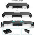 Dual Monitor Stand Riser, Desk Organizer with Drawer and 2 Pen Holders, Computer Monitor Stand, Desk Shelf for Top of Desk (Black)