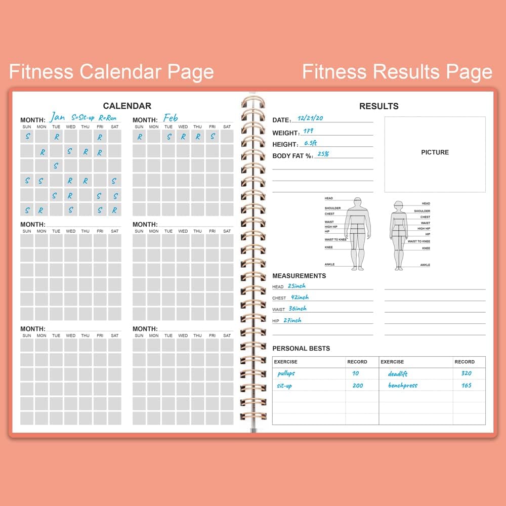 Workout Log for Women & Men - A5 Fitness Planner/Journal to Track Weight Loss, Workout Journal for GYM, Bodybuilding Progress - Daily Health & Wellness Tracker, Pink