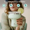 Saltini 16 Oz Cocktail Tumbler - Insulated Margarita Tumbler with Lid - Keeps Drinks Cold for 10 Hours - 360 Sippable Martini Glass Alternative - Shatterproof, Perfect for Parties - Sea Glass