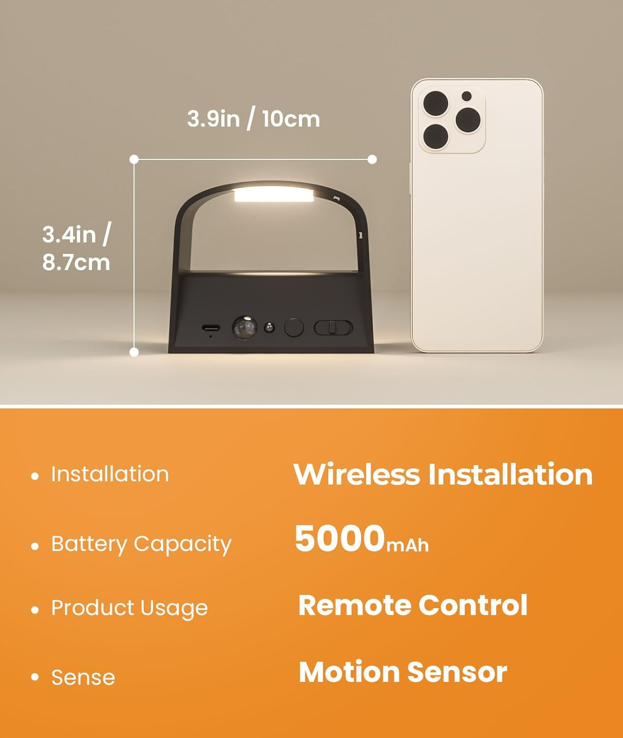 Motion Sensor Wall Light with Remote Control 3 Colors Wireless Wall Lamp LED Indoor up and down Wall Sconce 5000Mah Rechargeable Battery Powered Wall Lamps Brightness Adjustable, 2 Pack