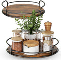 2 Pack 9'' 10'' Lazy Susan Turntable Organizer for Table Top Cabinet, Wooden Lazy Susan for Kitchen, Pantry, Countertop, Bathroom Vanity, Spice Organization, Wood Decor