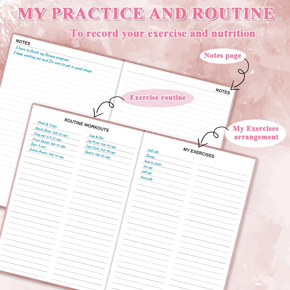 Fitness Planner - Workout Planner for Woman and Man, Fitness Planner for Women & Men - A5 Hardcover Workout Journal/Planner to Track Weight Loss, GYM, Bodybuilding Progress - Daily Health & Wellness Tracker, Rose