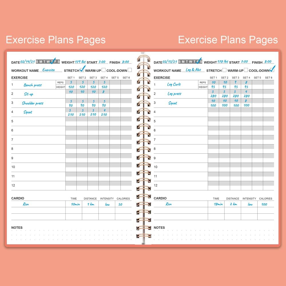 Workout Log for Women & Men - A5 Fitness Planner/Journal to Track Weight Loss, Workout Journal for GYM, Bodybuilding Progress - Daily Health & Wellness Tracker, Pink