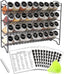 Spice Rack Organizer with 36 Empty Square Spice Jars, 396 Spice Labels with Chalk Marker and Funnel Complete Set, for Countertop, Cabinet or Wall Mount, Black