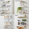 Acrylic Floating Shelves, Adhesive Wall Mount Command Shelves for Bathroom, Kitchen, Dorm - Renter-Friendly Easy Install Wall Shelves for Home Decor and Organization (Glossy White-4 Pack)