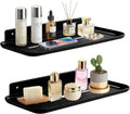 Adhesive Floating Shelves No Drill Floating Shelf for Wall Storage Damage-Free Wall Mounted Organizer for Bathroom, Kitchen, Bedroom & Office (Black, 2 PCS)