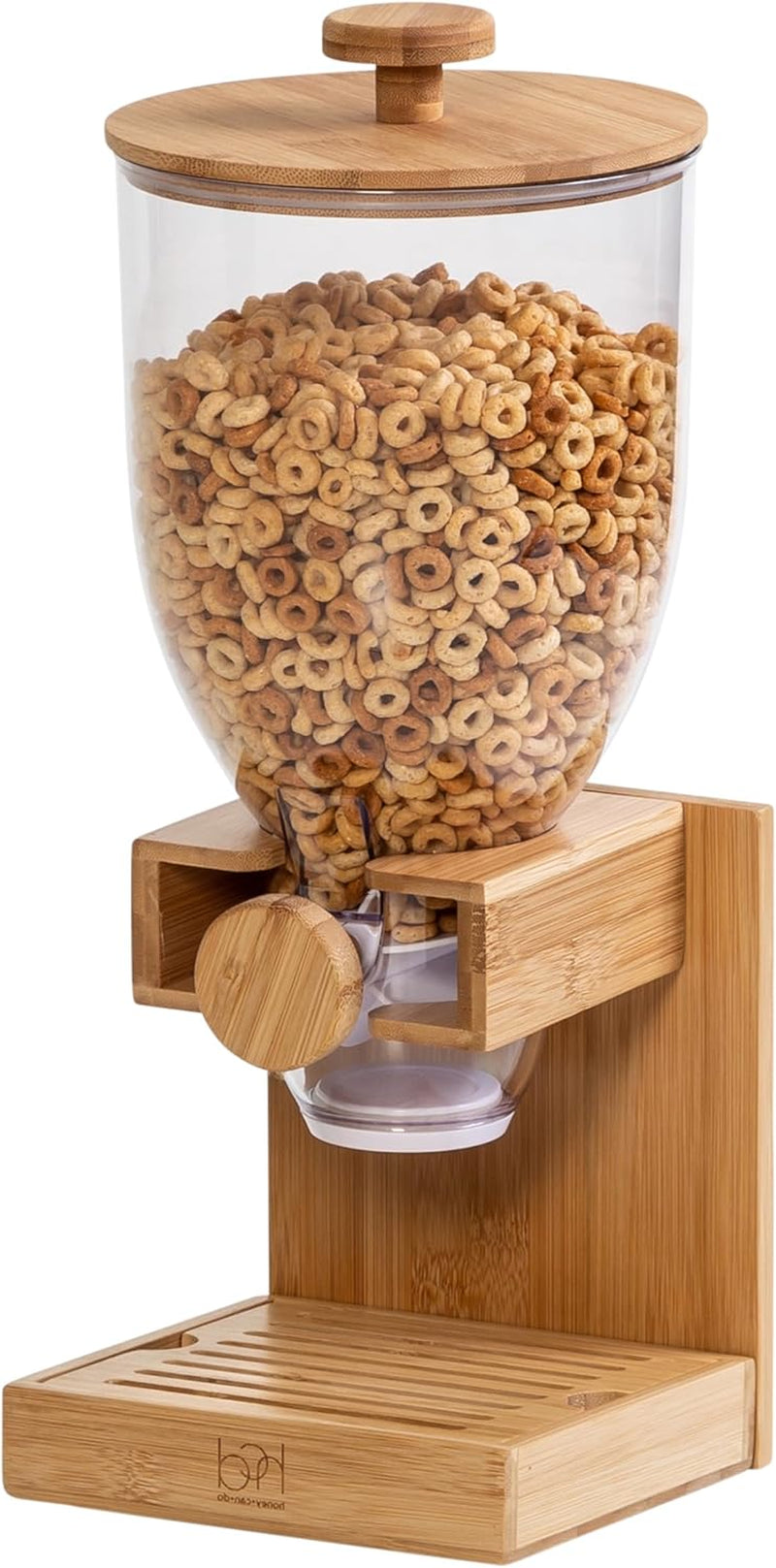 Bamboo Cereal Dispenser with Airtight Lid â€“ Countertop Dry Food Dispenser for Kitchen Organization â€“ Eco-Friendly Cereal Container for Pantry