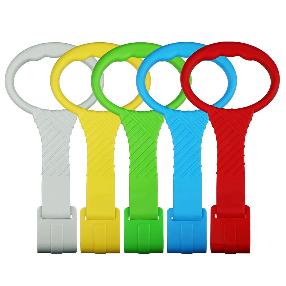 5PCS Playpen Baby Pull up Rings - Premium Baby Handles for Play Pen Standing up - Plastic Walking Exercises Assistant Rings for Infants Babies Toddler - Ergonomic Handles - 5 Colors
