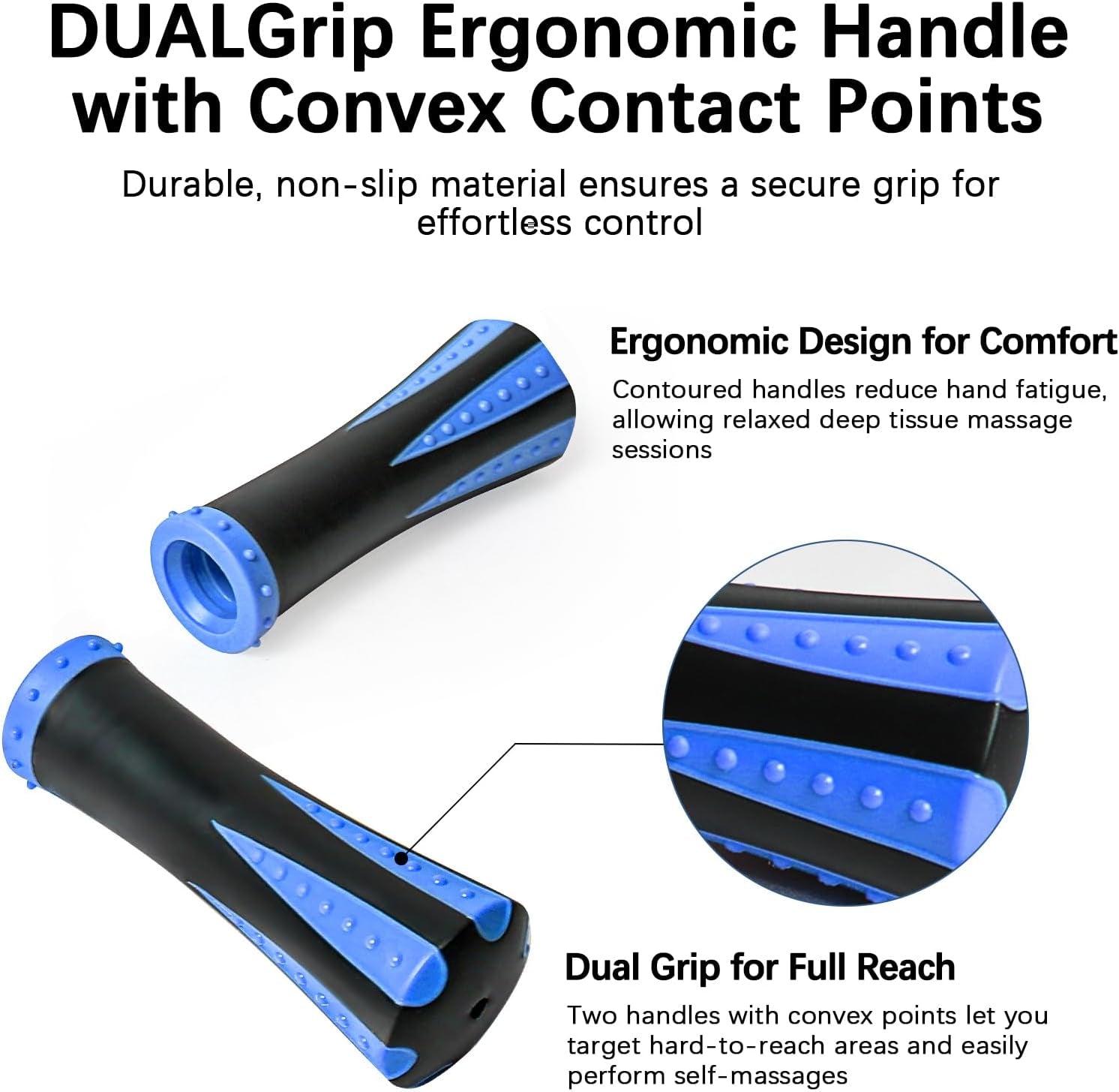 Muscle Roller Massage Roller Stick- Deep Tissue Fascia Blaster for Myofascial Pain Relief, Lymphatic Drainage & Body Sculpting, Handheld Physical Therapy & Recovery Tool (Blue Black-18 Inch)