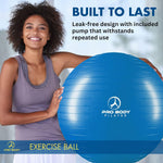 Exercise Ball - Multiple Sizes Gym Grade Balance Ball for Fitness, Yoga, Workout, Pregnancy & Physical Therapy