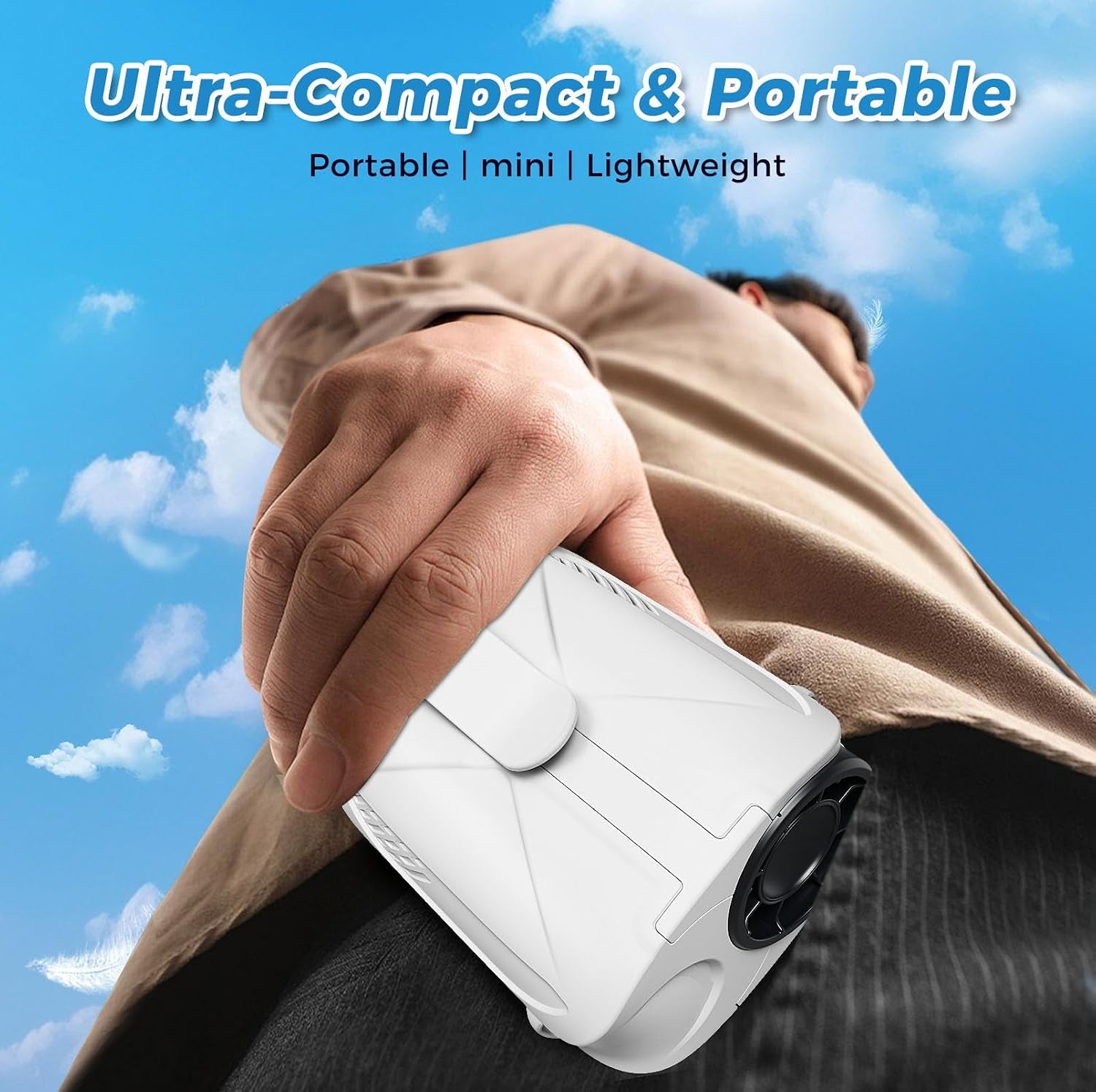 Waist Fan Portable Clip On: 6000Mah Mini Rechargeable Personal Belt Cooling Fan under Shirt - Cool Body Fans under Clothes for Outdoor Travel Walking Work for Men and Women (White)