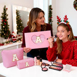 Graduation Gifts for Teen Girls Girlfriend - Mothers Day Gifts for Mom - 2PCS Gifted Box Makeup Bags - Cosmetic Bag for Travel Toiletry - Teen Girl Gifts Trendy Stuff Teacher Gift - Pink A