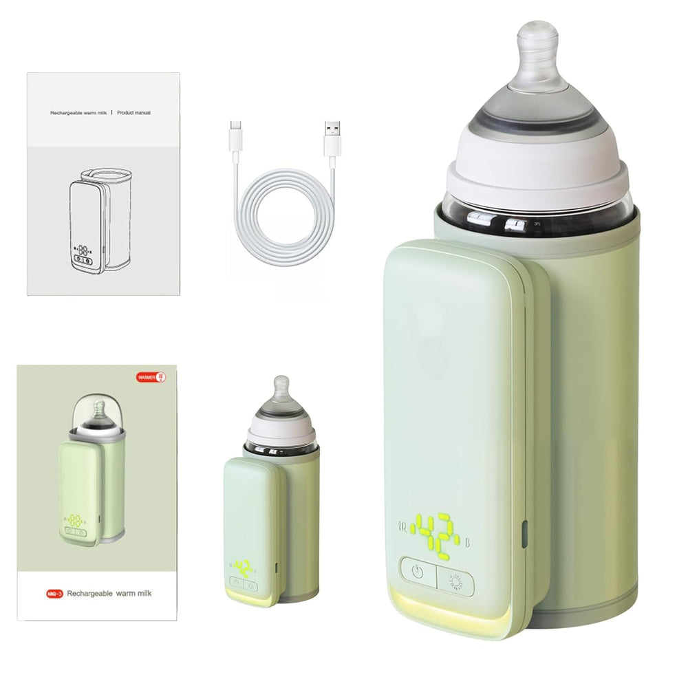 Portable Insulated Bottle Warmer, Waterless Baby Warmer, 6000Mah and 6-Level Temperature Control, Rquipped with a Small Hight Light and Temperature Bisplay, Suitable for Outdoor Travel and Home Use