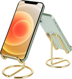 Cell Phone Stand for Desk, Cute Metal Gold Cell Phone Stand Holder Desk Accessories, Compatible with All Mobile Phones, Iphone, Ipad
