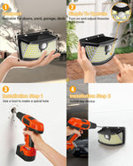 New Solar Motion Sensor Lights 120 Leds with Lights Reflector,270° Wide Angle, IP65 Waterproof, Step Lights for Front Door, Yard, Garage, Deck (Black, Daylight White, 4-Pack)