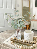Artificial Eucalyptus Stems in Glass Vase with Faux Water, 13.5" Fake Plants for Home Decor, Coffee Table Centerpieces, Office, Bathroom & Farmhouse Weddings - Faux Greenery Plants Decorations