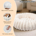 Donut Dog and Cat Bed, Luxurious Comfortable Faux Rabbit Fur Pet Beds, round Anti-Anxiety Calming Puppy Kitten Bed with Anti-Slip Bottom for Small Medium Dogs & Cats(27", Brown)