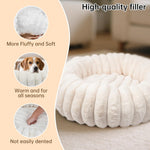 Donut Dog and Cat Bed, Luxurious Comfortable Faux Rabbit Fur Pet Beds, round Anti-Anxiety Calming Puppy Kitten Bed with Anti-Slip Bottom for Small Medium Dogs & Cats(27", Brown)