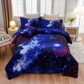 Galaxy 6Pcs Bedding Sets Outer Space Comforter Bed in a Bag 3D Printed Quilt,For Children Boy Girl Teen Kids,Full 6Pcs