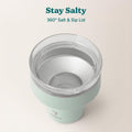 Saltini 16 Oz Cocktail Tumbler - Insulated Margarita Tumbler with Lid - Keeps Drinks Cold for 10 Hours - 360 Sippable Martini Glass Alternative - Shatterproof, Perfect for Parties - Sea Glass