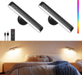 Rechargeable 7500Mah Battery Operated Wall Sconces for Bedroom,Led Wall Lights with Remote Control and Touch,360Â° Rotation,3 Colors Temperatures Dimmable Black Wall Lamps with 15 RGB Colors,2 Pack