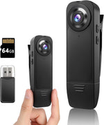 Mini Body Cameras with Audio and Video Recording, POV Camera with 64G Card Body Worn Cam ,Wearable Patrol Video Recording Camcorder with Night Version ,Camcorder for Security Work Records Traveling