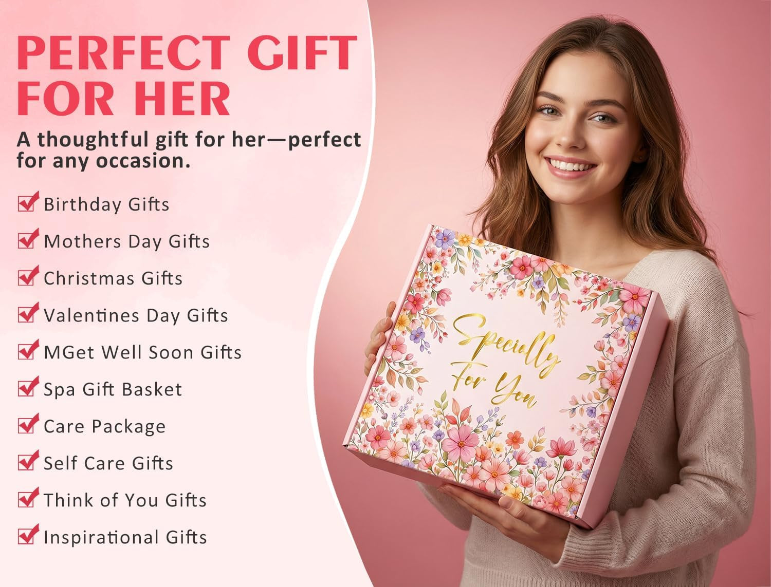 Birthday Gifts for Women,Mothers Day Gifts for Mom,Valentines Day Gift for Her,Self Care Spa Gift Basket with Blanket Candle Bath Bomb,Relaxing Spa Set,Get Well Package,For Mom Wife Sister Best Friend