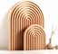 2 Pcs Natural Wood Arch Decor, Boho Shelf & Serving Board for Fireplace Mantel, Kitchen Counter - Light Pine Finish, Scandinavian & Japandi Style Aesthetic Accents for Living Room, Home Office